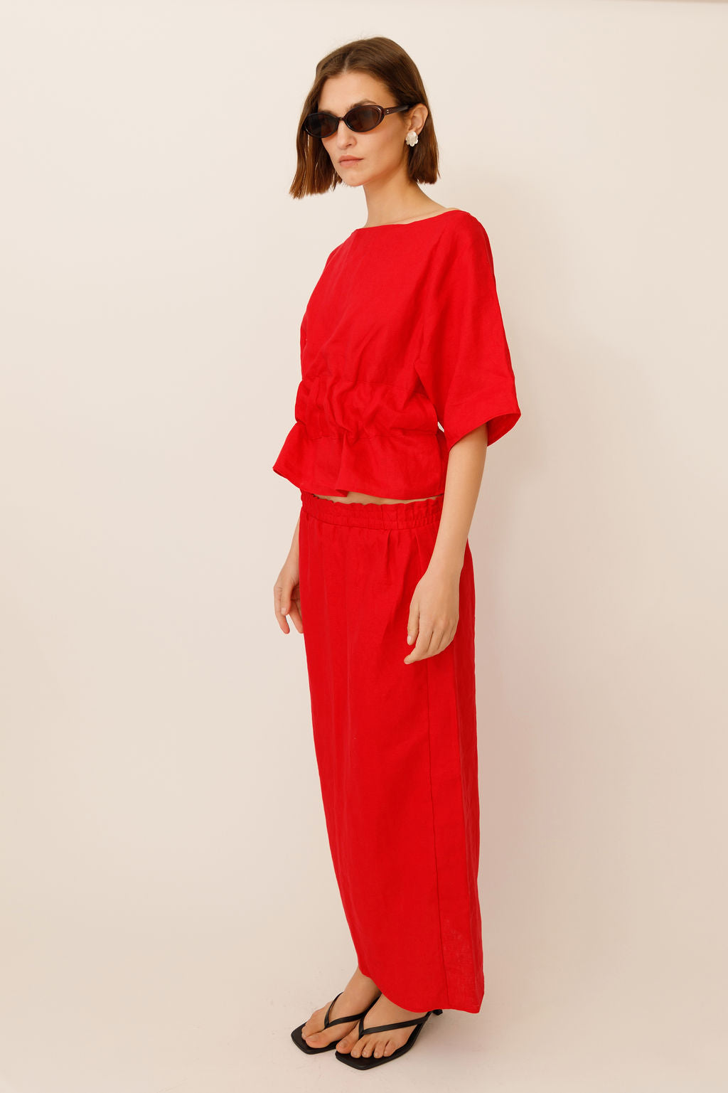 Anita Belted Linen Top