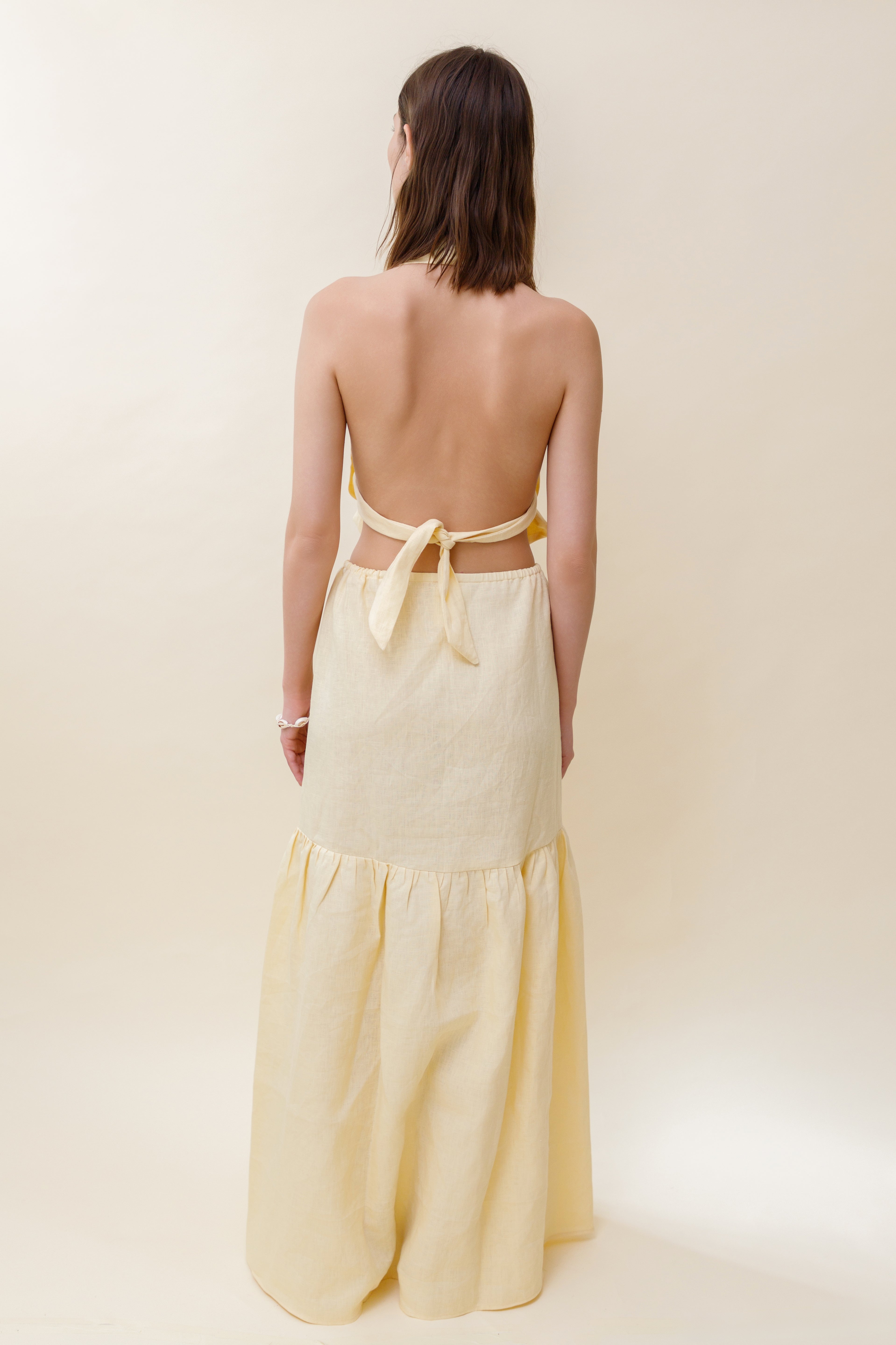 Juana Open-Back Linen Halter Top