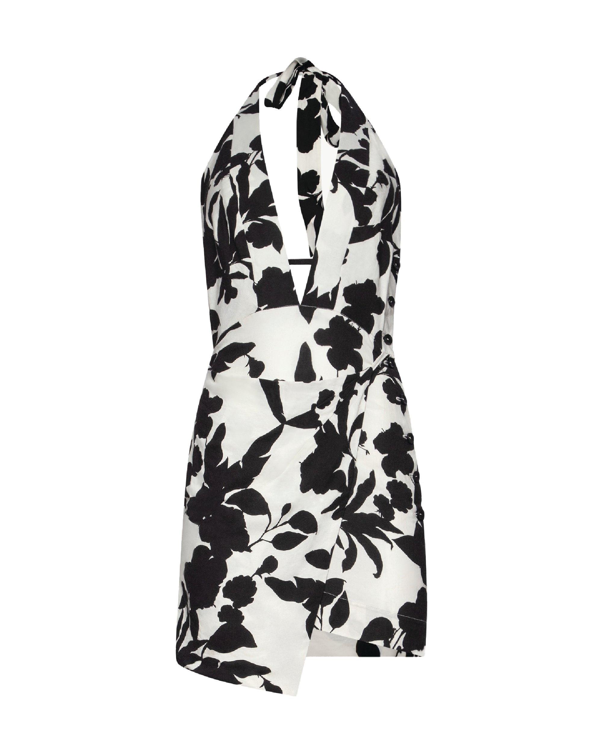 Kaili Deep V Halter Mini Dress