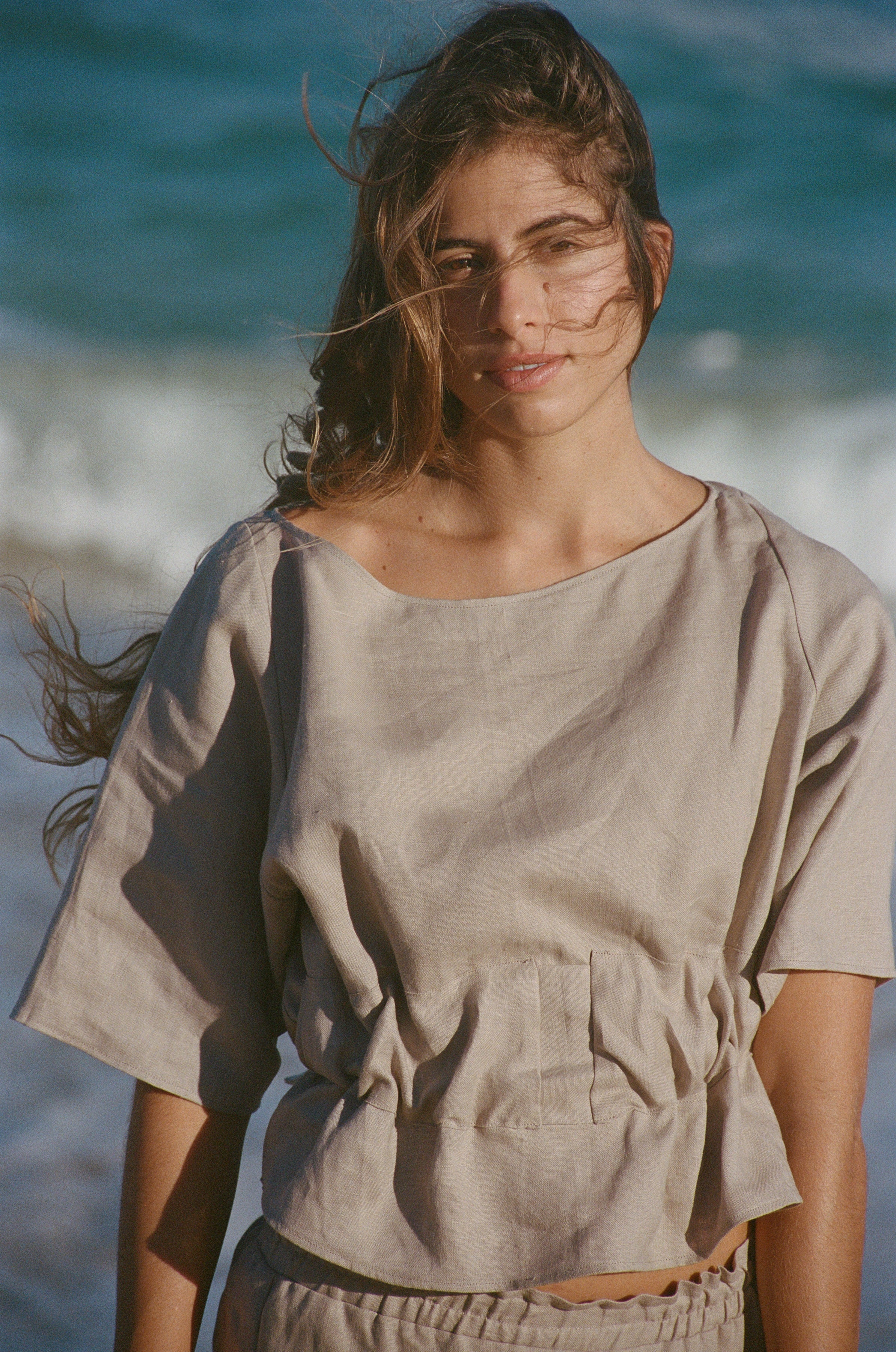 Anita Belted Linen Top