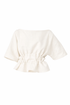 White blouse with ruched details on a white background