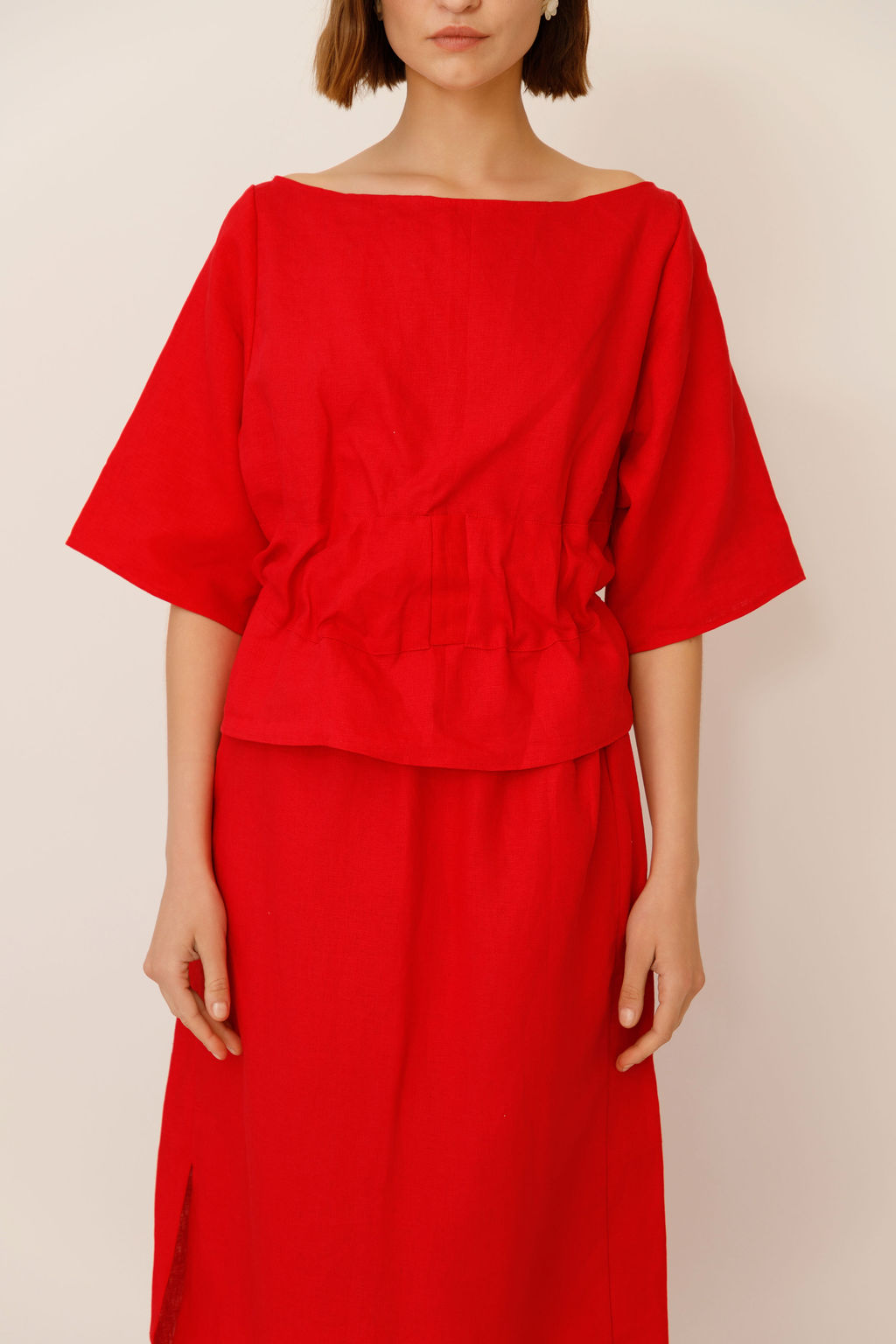 Anita Belted Linen Top