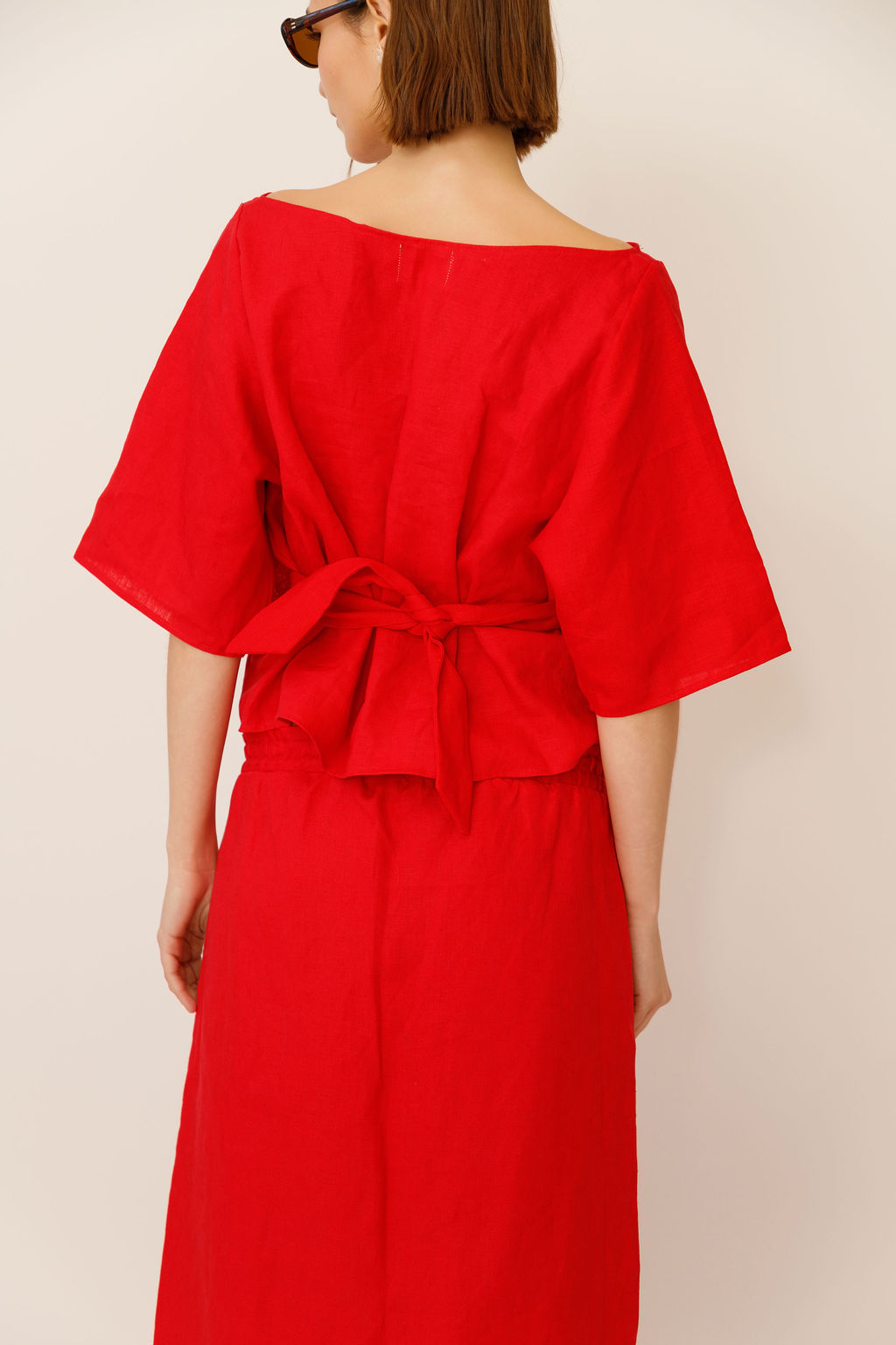 Anita Belted Linen Top