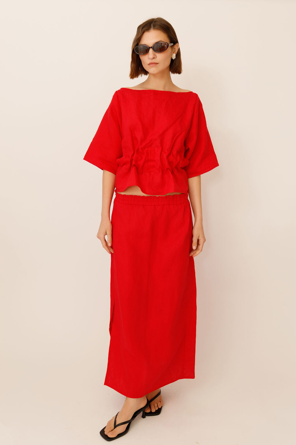 Anita Belted Linen Top