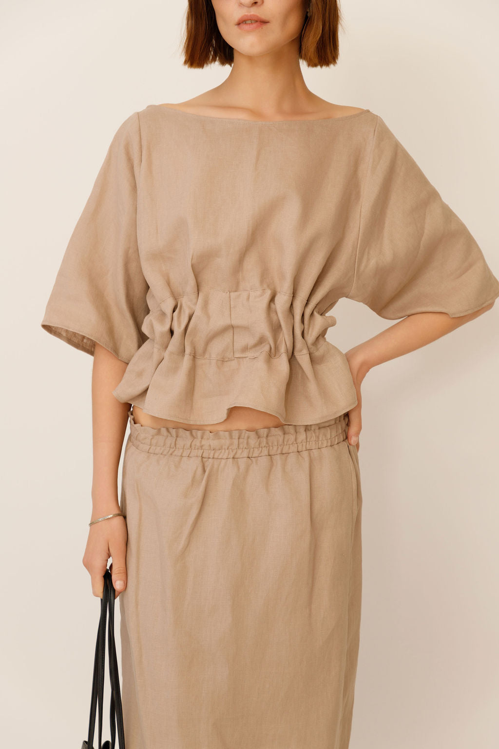 Anita Belted Linen Top