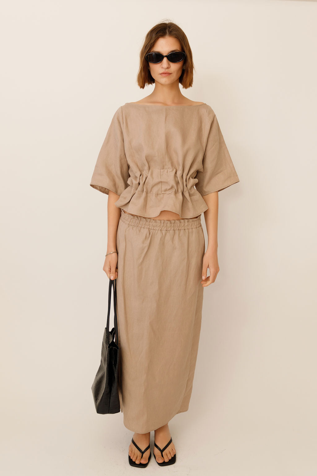 Anita Belted Linen Top
