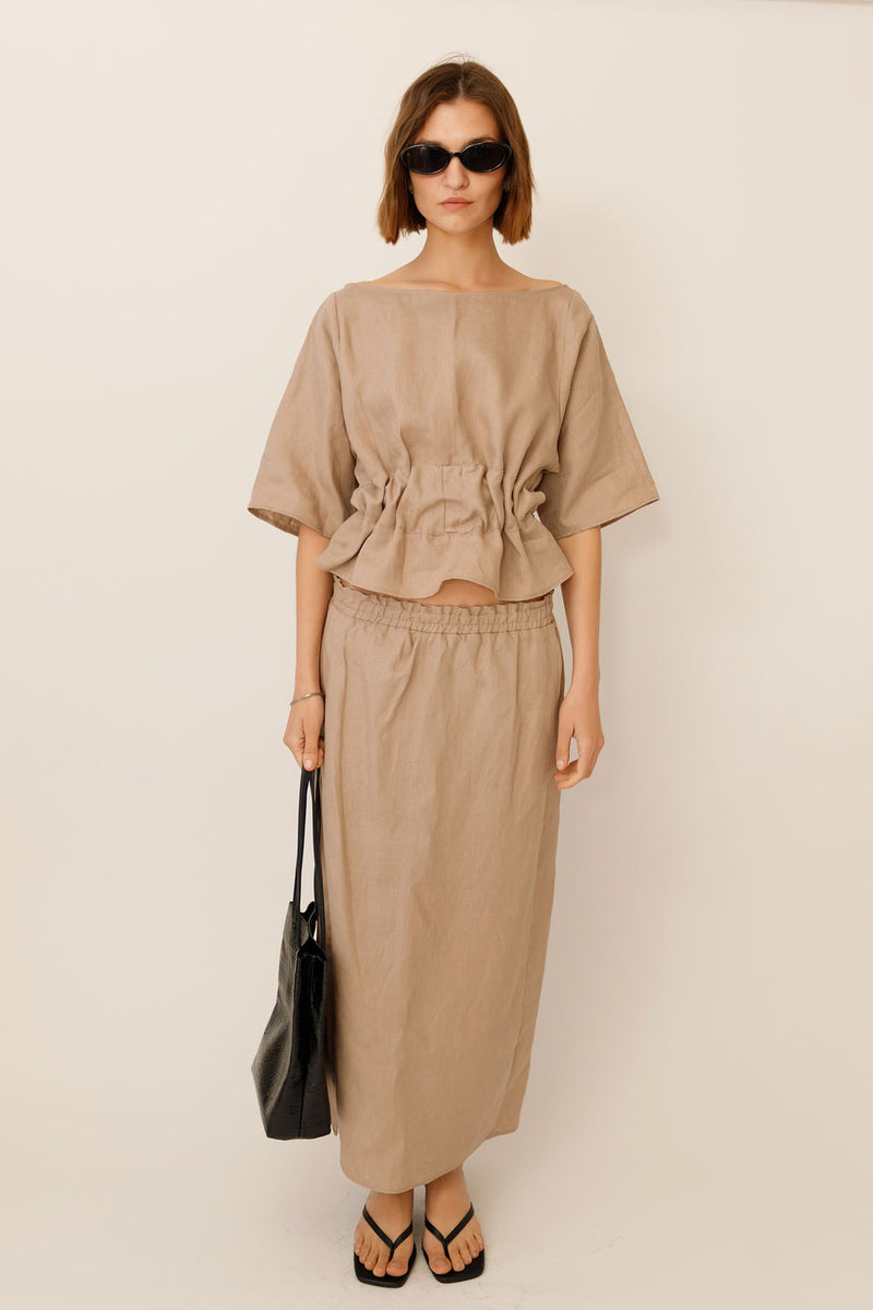 Anita Belted Linen Top