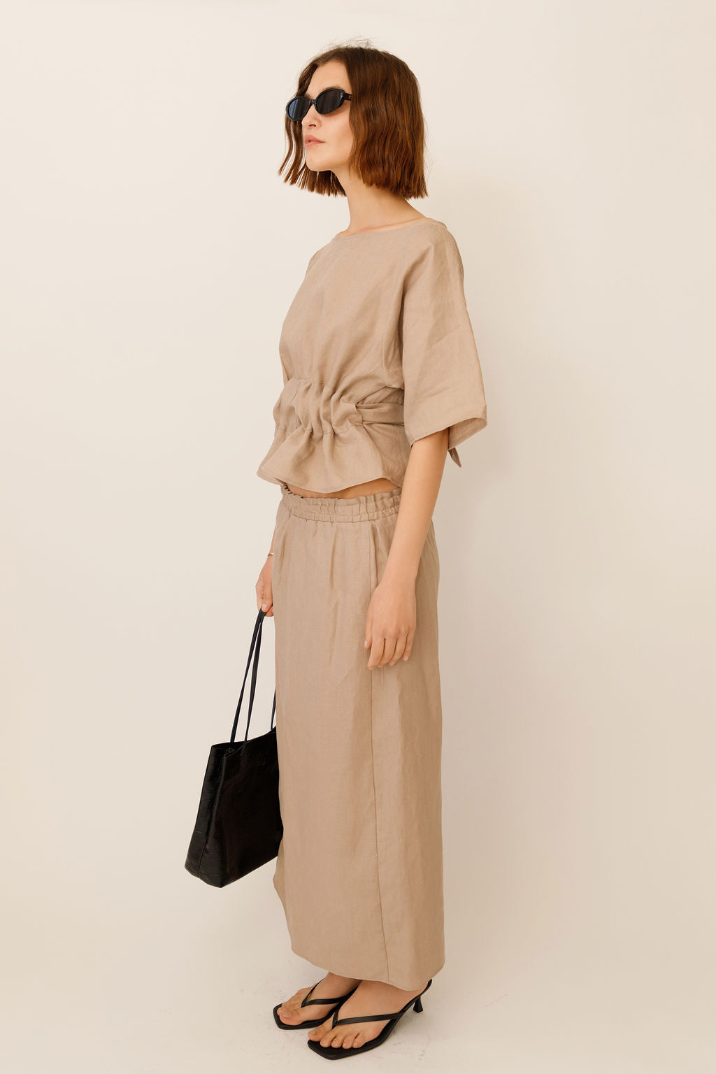 Anita Belted Linen Top