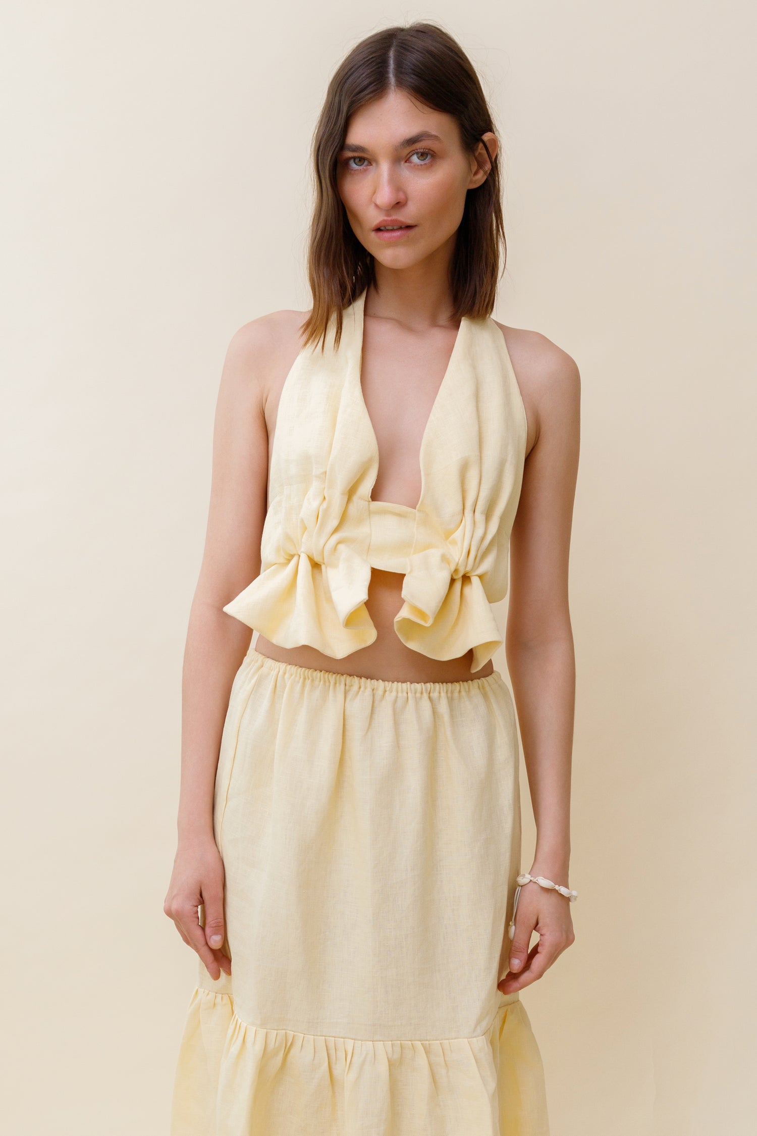 Juana Open-Back Linen Halter Top