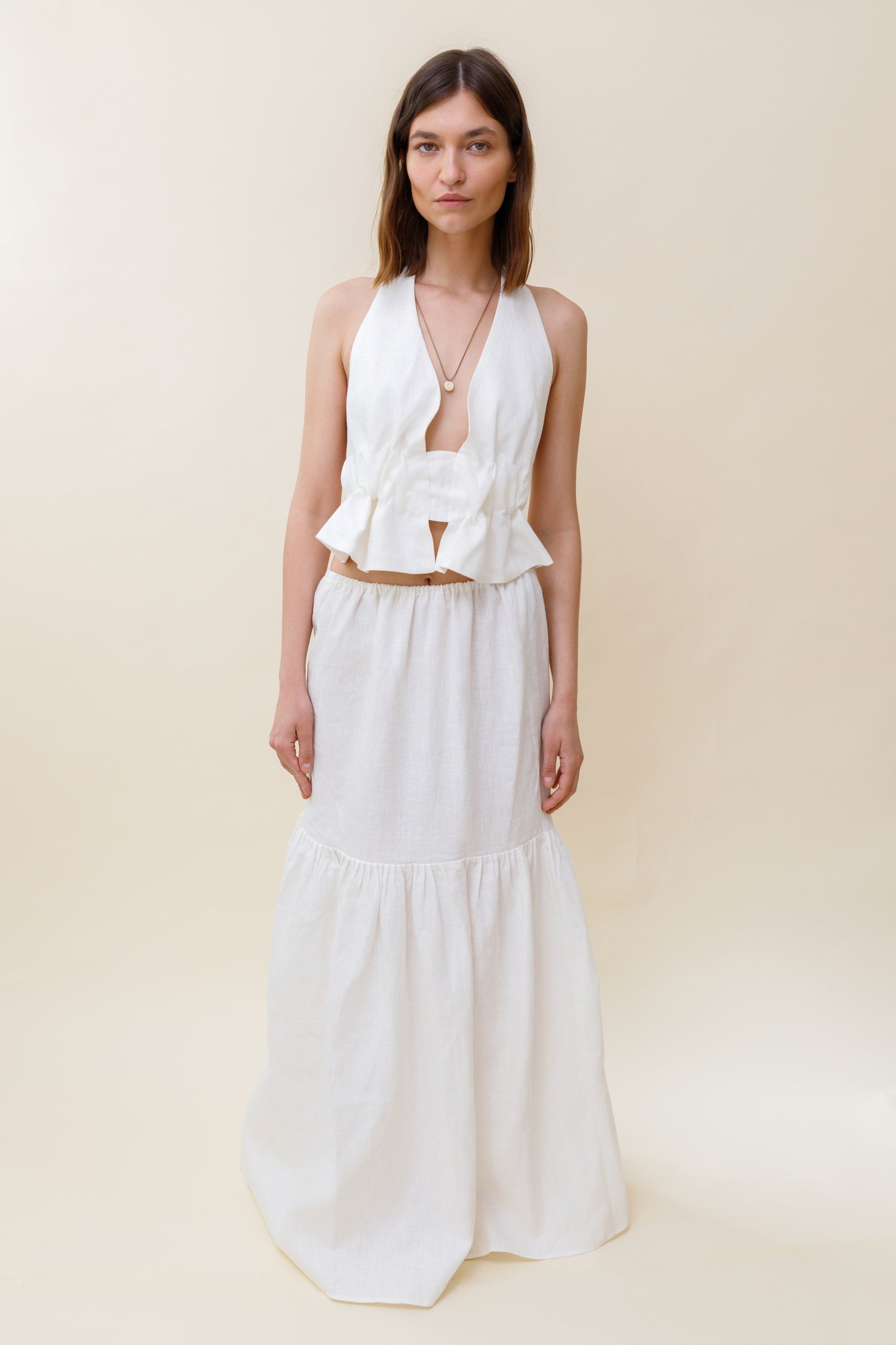 Juana Open-Back Linen Halter Top