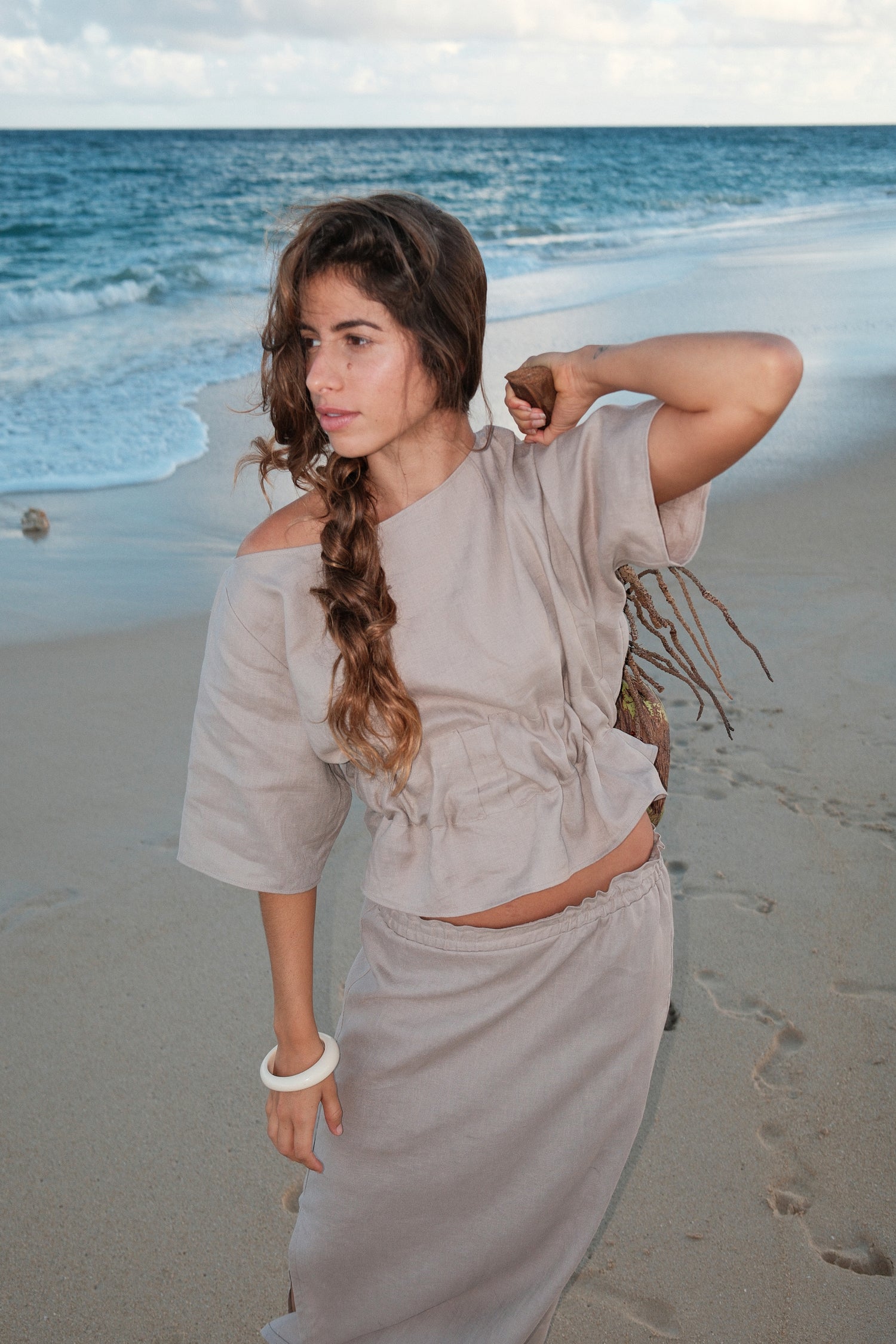 Anita Belted Linen Top