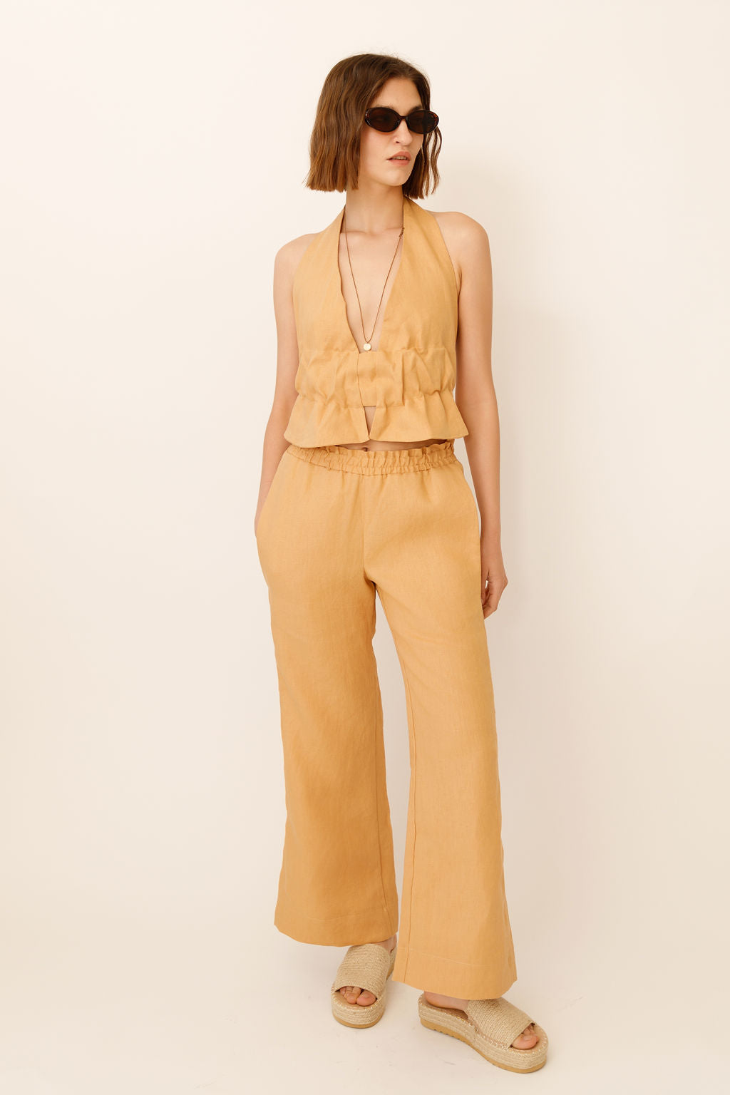 MARIA Flare Leg Pants | Eco Linen | WUESTE