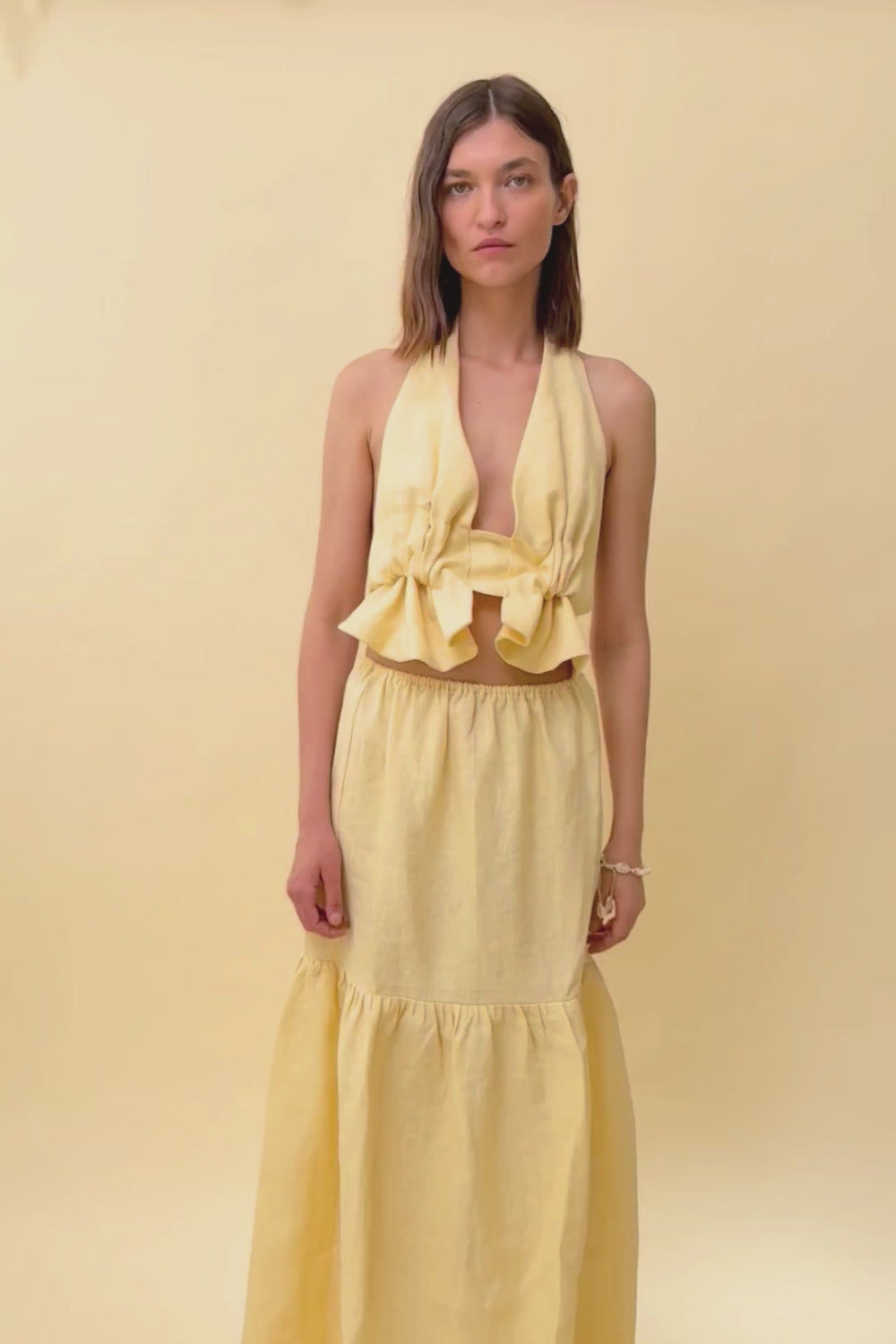 Juana Open-Back Linen Halter Top