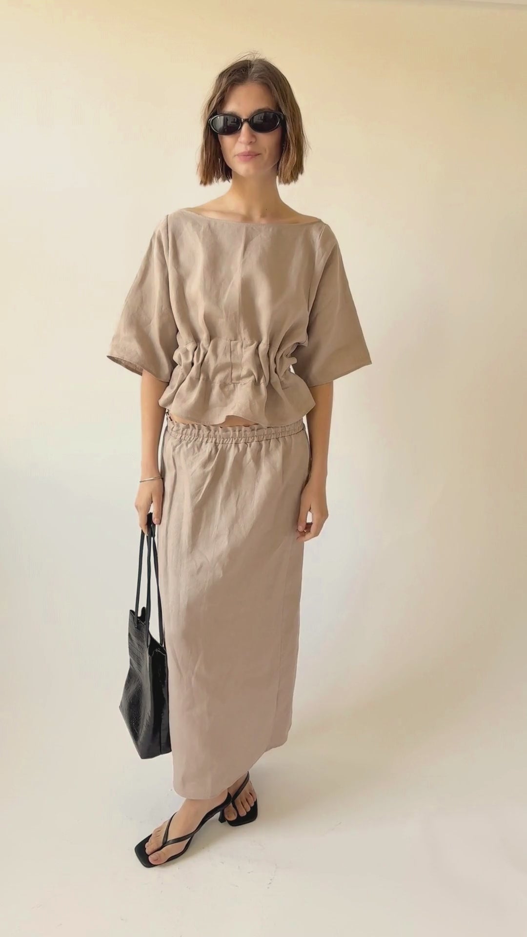 Anita Belted Linen Top