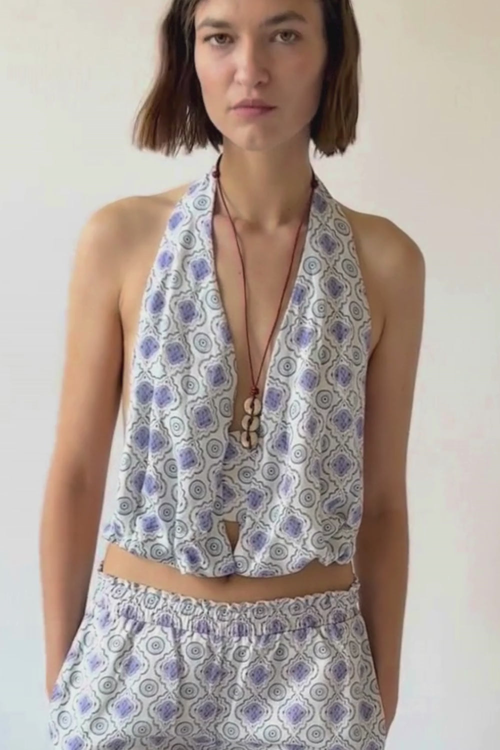 Juana Open-Back Linen Halter Top