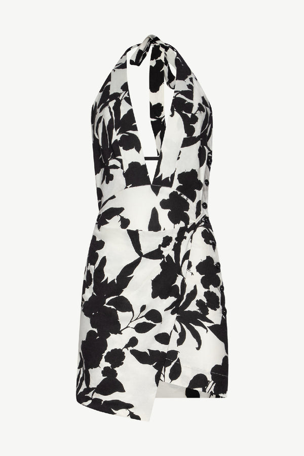 KAILI Linen Mini Dress Tropical print