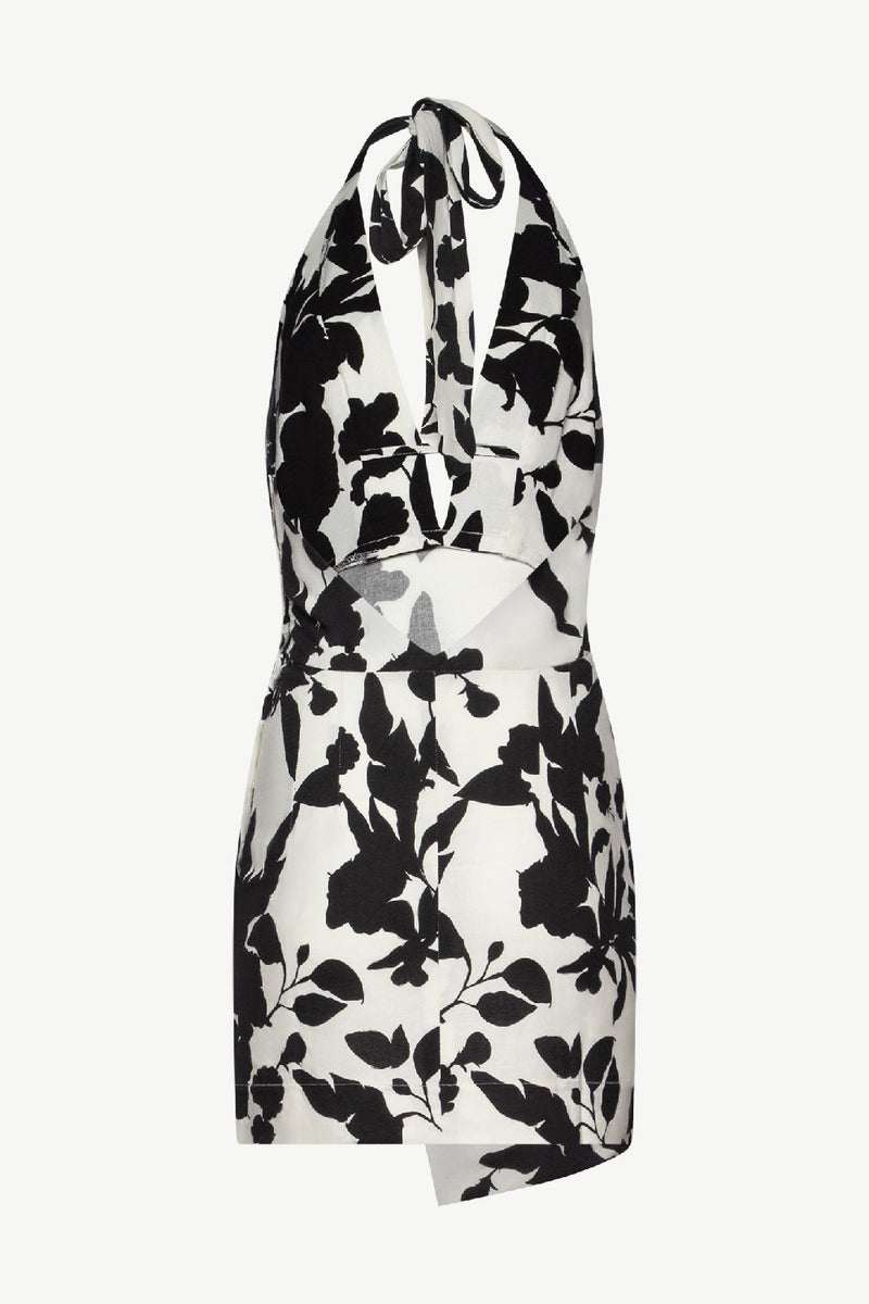 KAILI Linen Mini Dress Tropical print