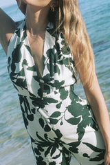 KEONI Linen Jumpsuit Tropical print